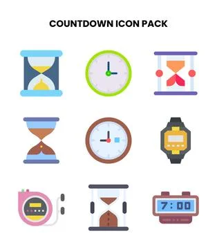 Countdown Flat SVG Icons Pack Stock Illustration
