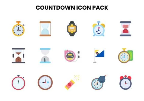 Countdown Flat UI Icons Pack イラスト素材