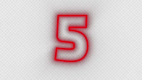 Countdown with flickering red neon numbers on a black screen. Stock Footage 251762039