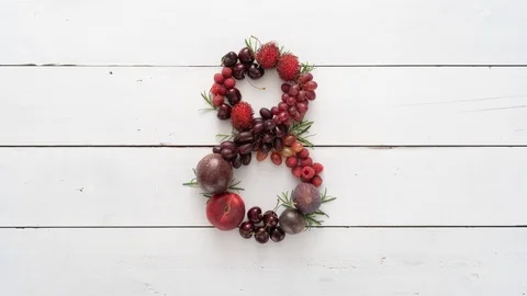 Countdown fruit typo. Numbers from 1 to 10 made from fruits. Stock Footage