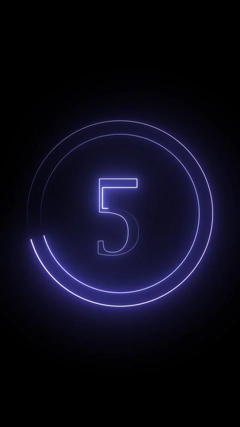 Countdown with glowing blue neon numbers from ten to one inside circular fr.. Stock Footage 332880217