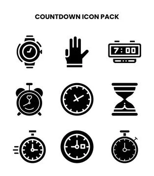 Countdown Glyph Bundle Icons Pack Stock Illustration