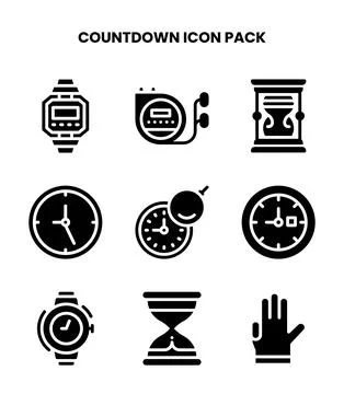 Countdown Glyph Collection Icons Pack Stock Illustration