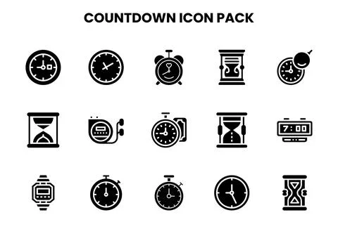 Countdown Glyph Graphics Icons Pack Stock Illustration