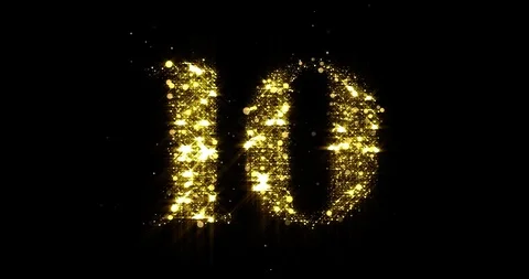 Countdown gold glittering numbers for festive New Year timer. Golden numbers Stock Footage 116020802