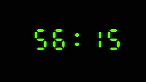 Countdown with green numbers on a black background, timer Stock Footage 148436874