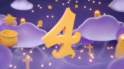 Countdown Halloween Animated Scene with Text, Bats, Tombstones Stock Footage 316764533