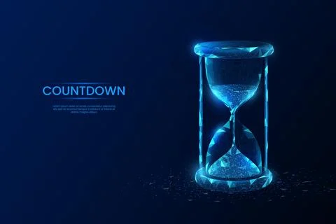 Countdown hourglass. Sand clock. Digital timer. Time of deadline. 3D sandglass Stock Illustration