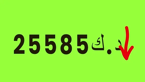 Countdown of kuwaiti dinar currency value shown on green screen background .. Stock Footage 325763646