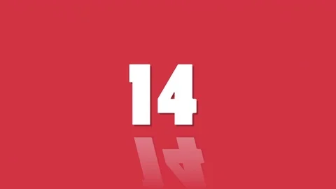 Countdown leader 15 to one with reflection modern style red Stock-Footage 77111734