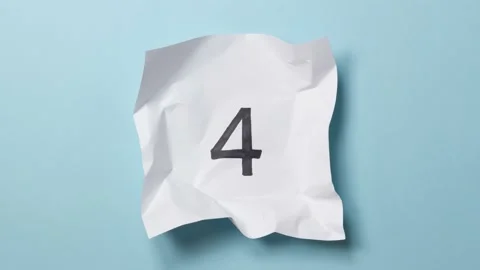 Countdown leader animation 5 to 0 with paper balls. Stop motion animation. Stock Footage 137954708