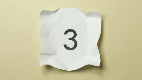 Countdown leader animation 5 to 0 with paper balls. Stop motion animation. Stock Footage 137957133