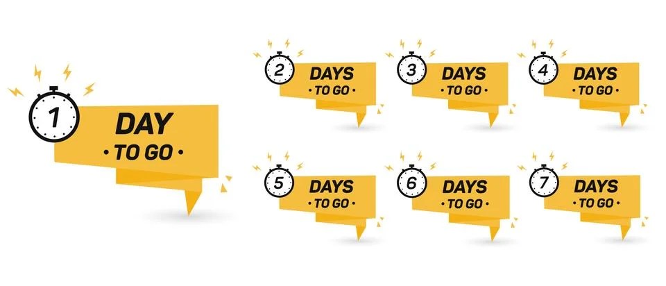 Countdown left days banner. Count time sale. Seven, six, five, four, three, two Stock Illustration