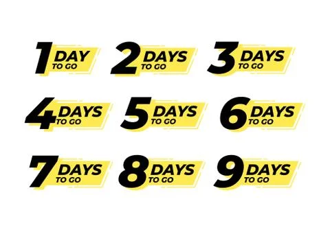 Countdown left days label. count time sale. Nine, eight, seven, six, five, fo Stock Illustration