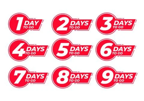 Countdown left days label. count time sale. Nine, eight, seven, six, five, fo Stock Illustration