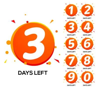 Countdown left days. One two three day left number, count time sale week banner Stock Illustration