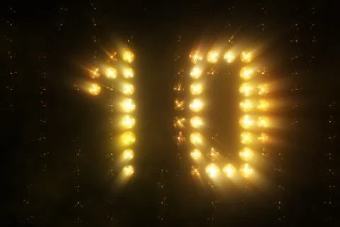 Countdown Lights Counter Floodlight Led Timer From 10 3d illustration Stock Illustration