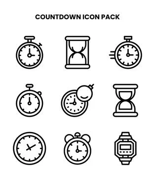 Countdown Line Collection Icons Pack イラスト素材