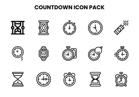 Countdown Line Design Icons Pack イラスト素材