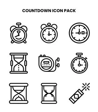 Countdown Line Graphics Icons Pack Illustrazione stock
