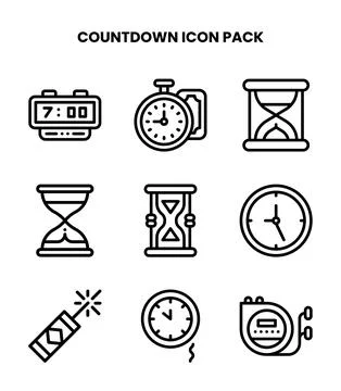 Countdown Line Scalable Icons Pack Stock Illustration