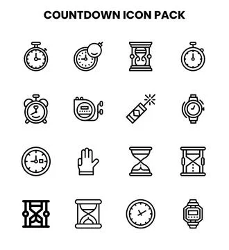 Countdown Line UI Icons Pack Stock Illustration