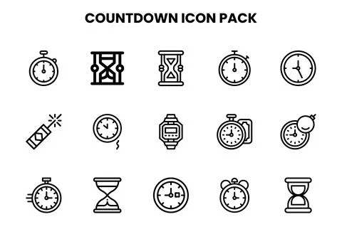 Countdown Line UI Icons Pack Stock Illustration