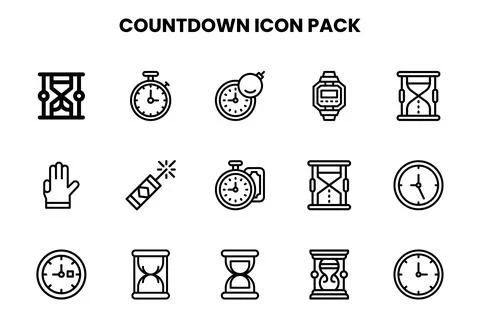 Countdown Line UI Icons Pack Stock Illustration