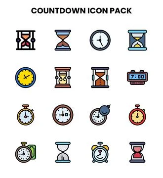 Countdown Lineal Color Design Icons Pack イラスト素材