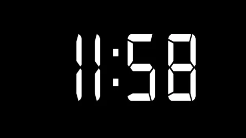 Countdown to midnight with a digital clock animation white color Stock Footage 298131211