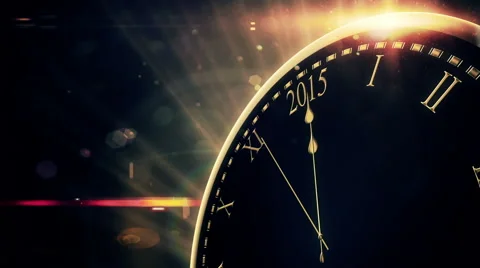 Countdown to midnight with exploding fireworks Stock Footage 44666948