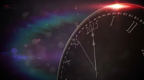 Countdown to midnight with exploding fireworks Stock Footage 44667906