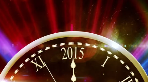 Countdown to midnight with exploding fireworks Stock Footage 44670473