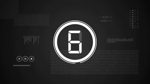 Countdown in modern 2d animation with digital and technological elements. Stock Footage 95439699