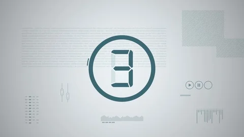 Countdown in modern 2d animation with digital and technological elements. Stock Footage 95439758