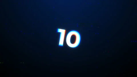 Countdown Motion graphic 10 to 0 with glitch style. Dynamic countdown colorfu Video stock 143265735