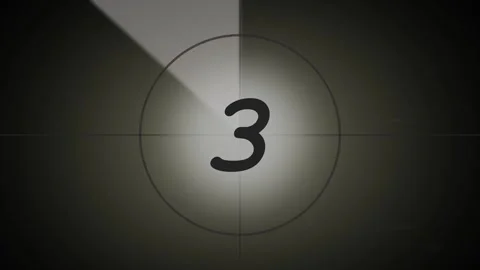 Countdown movie from 5 to 0 number. Old film movie timer count in grey retro Stock Footage 323301638