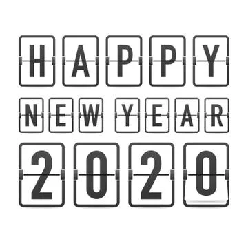 Countdown to new year 2020. Retro flip clock on black background. Template of Stock Illustration