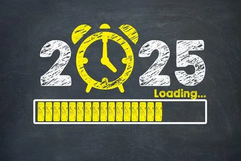 Countdown to New Year 2025 with a cheerful design and loading bar inspired .. Stock Illustration