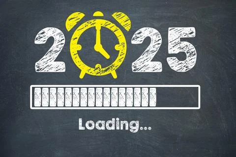 Countdown to New Year 2025 with a cheerful design and loading bar inspired .. Stock Illustration