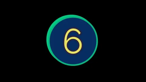 Countdown Number 6 Animation Clip in Teal and Blue Stock Footage 332087921