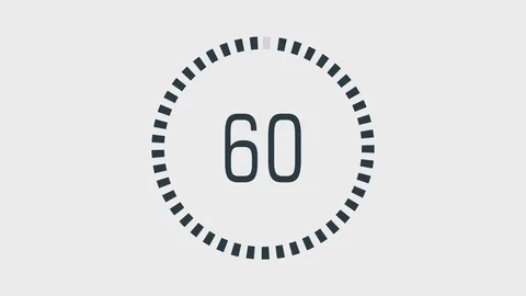Countdown one minute animation from 60 t... | Stock Video | Pond5