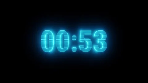 Countdown one minutes with blue neon timer 60 to 0 Stock Footage 340608516