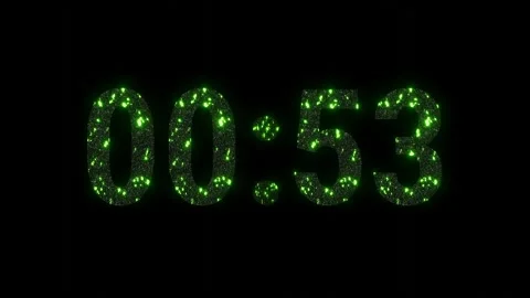 Countdown one minutes with green and black timer 60 to 0 Stock Footage 342079843