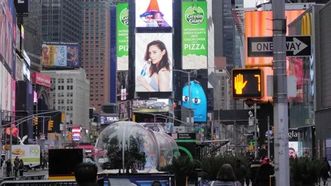 Countdown of a pedestrian traffic light in Times Square Stock Footage 130897105