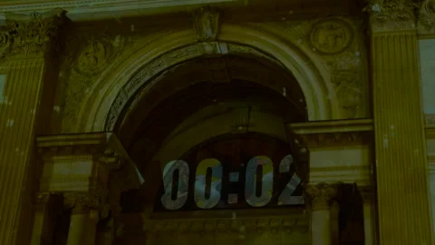 Countdown projection mapping on historic building facade Video stock 334735492