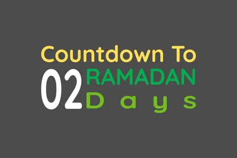 Countdown to Ramadan 02 days typography text vector design Illustrazione stock