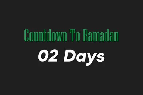Countdown to Ramadan 02 days typography text vector design Stock Illustration