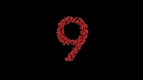 COUNTDOWN RED SPHERE 3D WITH ALPHA Stock Footage 121779048