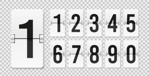 Countdown scoreboard numbers. Score vector realistic timetable. Mechanical retro Stock Illustration